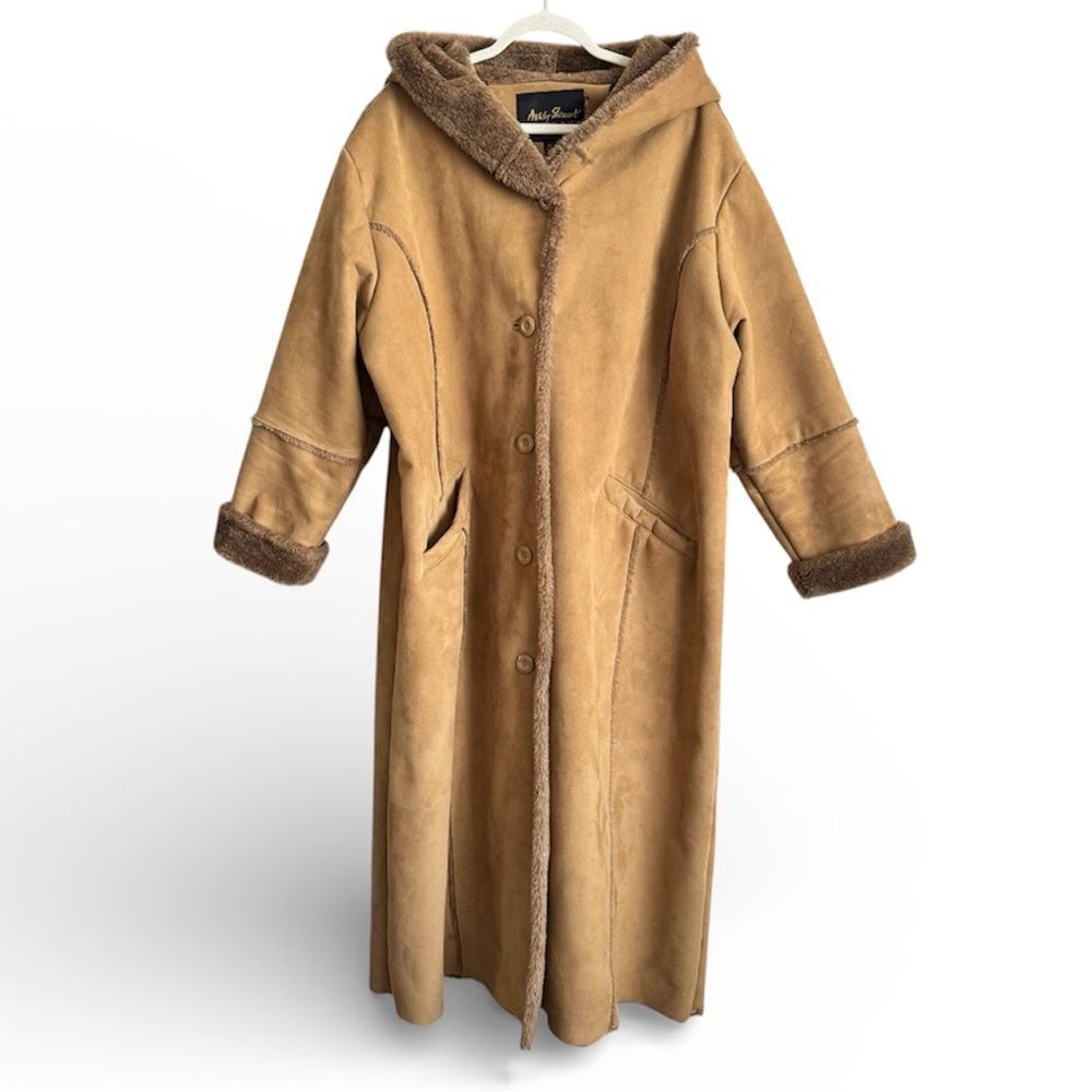 Ashley Stewart 90's Penny Lane Camel Teddy Jacket with Hood